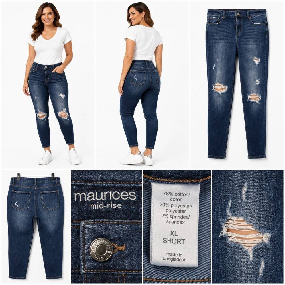 Maurices Mid Rise Distressed Jeans XL Short